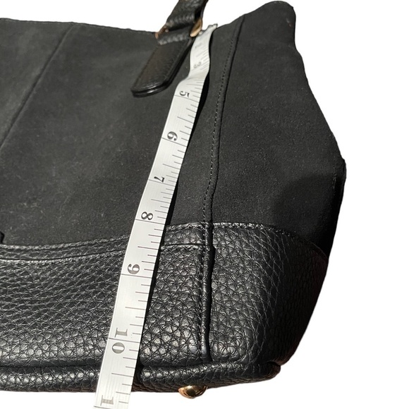 Tignanello Roebling Shopper Black Suede and Pebble Leather Satchel Bag - Picture 11 of 13